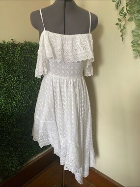 Isabel Marant White Eyelet One-Shoulder Summer Dress